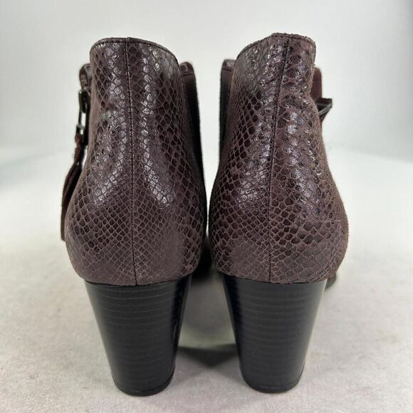 Vionic Anne Leather Heeled Chelsea Boot US 10 Snakeskin Brown Ankle Booties - Picture 6 of 10